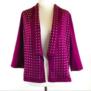 Rock & Republic purple silver studded open blazer